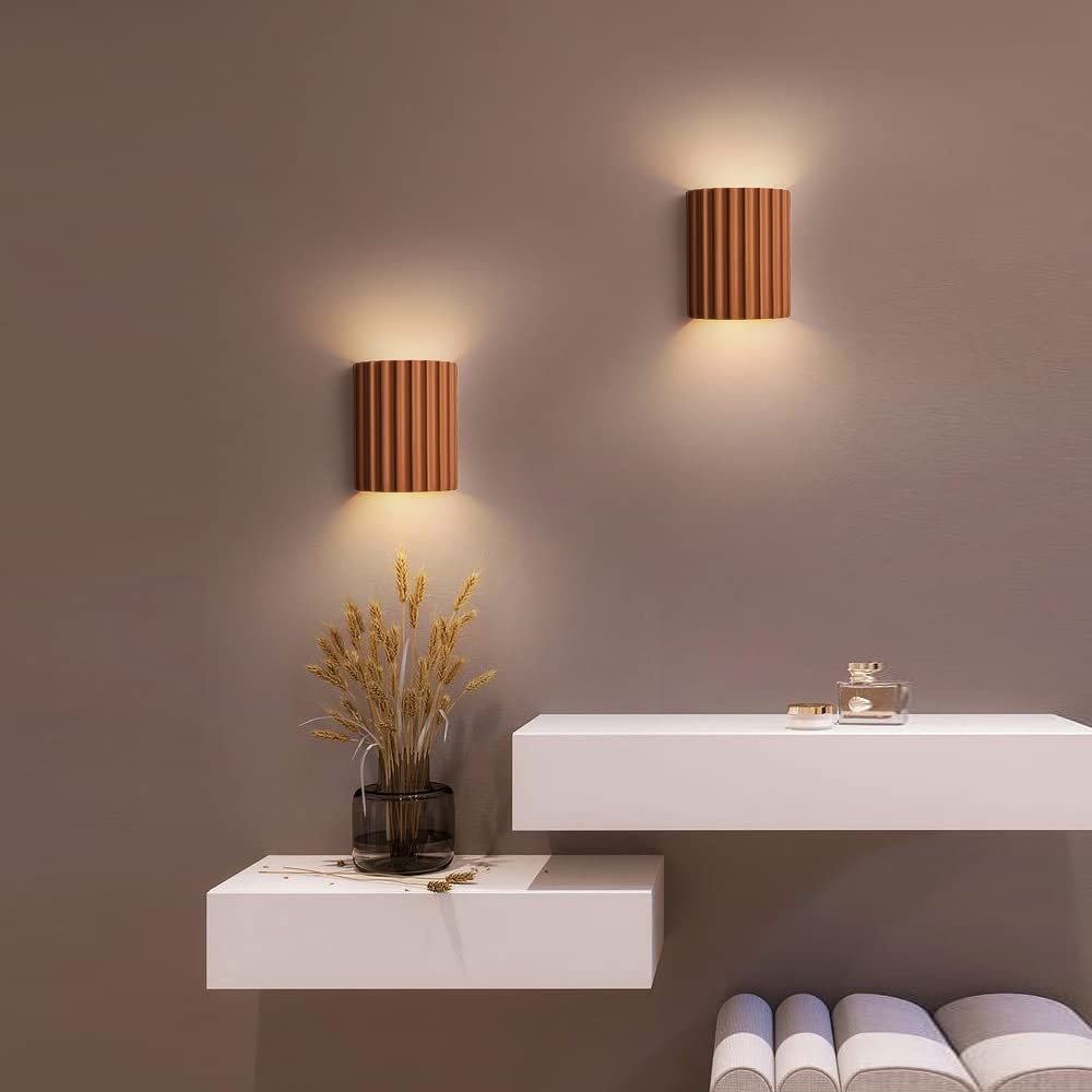 Modern Half-Round Resin Wall Lamp for Living Room | Up & Down Lighting | G9 Dual Light Fixture | Contemporary Indoor Wall Sconce