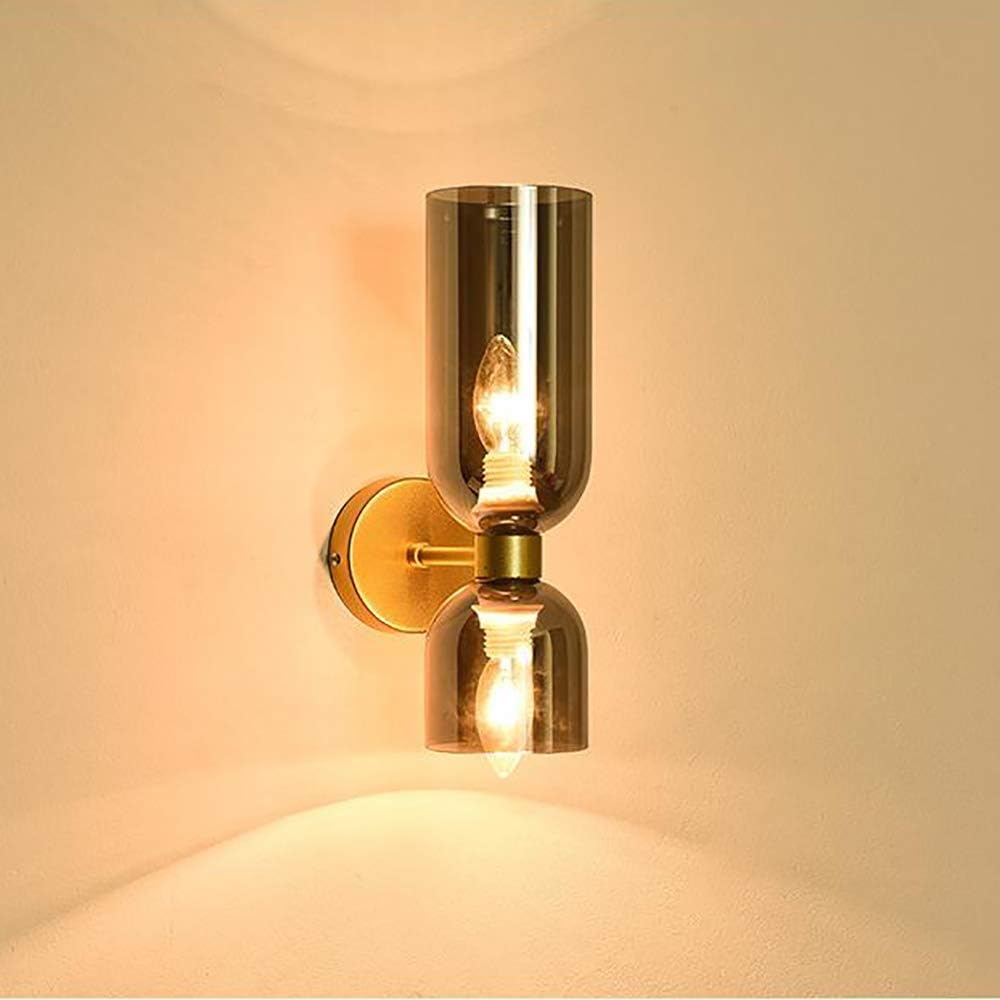 Double Head Glass Wall Lamp LED Sconce | E12 Bulb Base | Glass & Iron | Modern Indoor Lighting