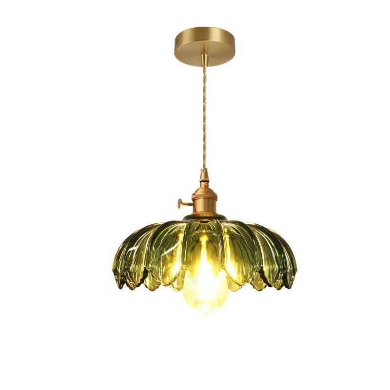 Vintage Glass Flower Pendant Lamp