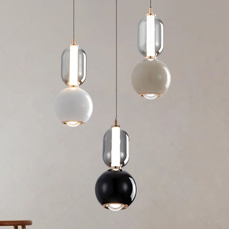 Nordic Creative Pendant Lamp Iron Glass Modern Hanging Light | LED Included | Minimalist Indoor Chandelier | Bedroom Dining Lighting