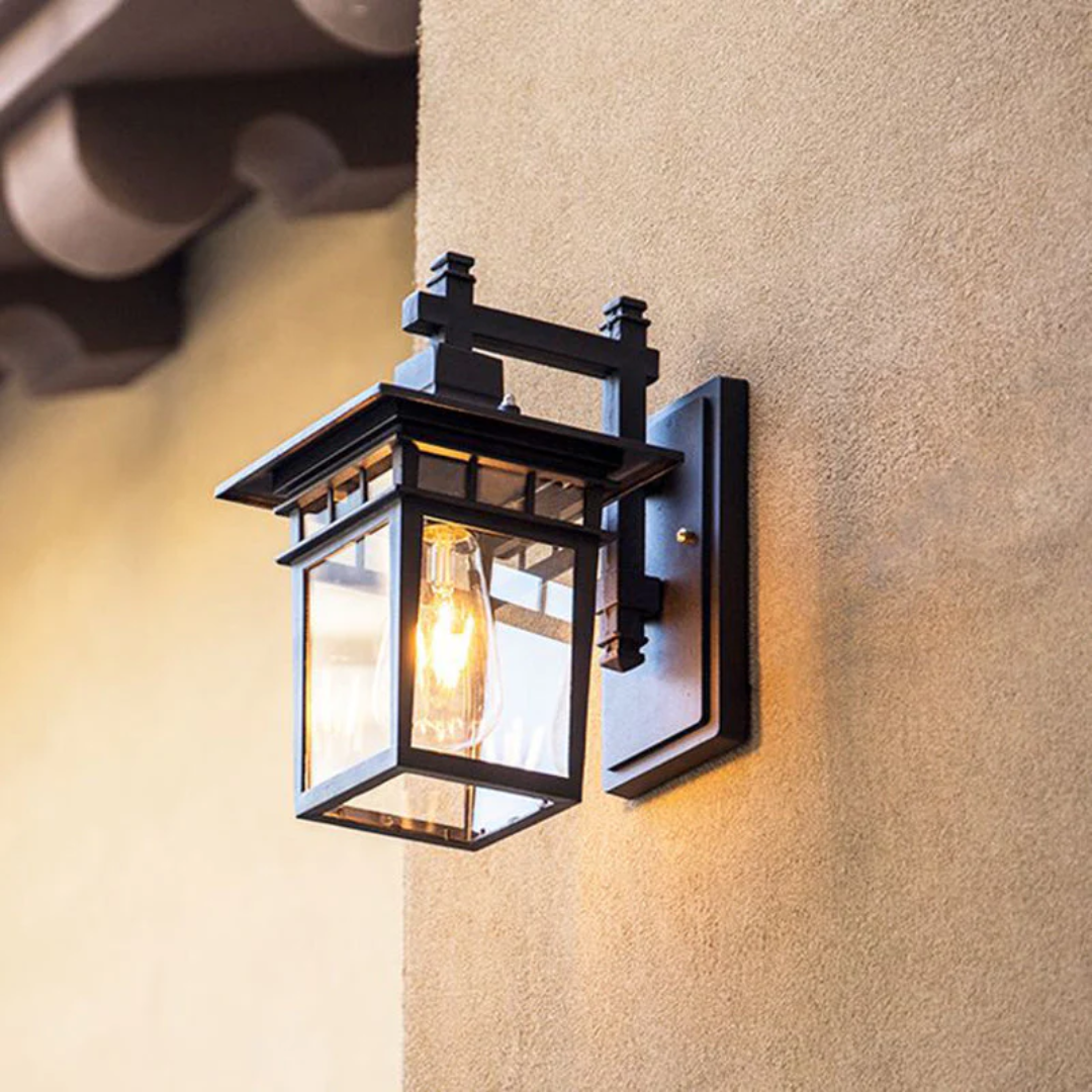 Fylo Black Outdoor Wall Lamp | Modern E27 Exterior Wall Light | IP44 Waterproof Garden Lighting