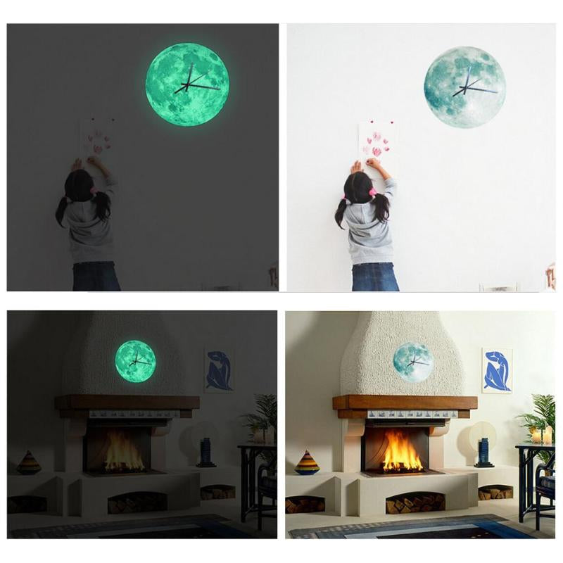 Moon Wall Clock Glow-in-the-Dark | Lunaris Glow Realistic Lunar Design | 30cm Illuminated Wall Decor | Bedroom Living Room Night Light