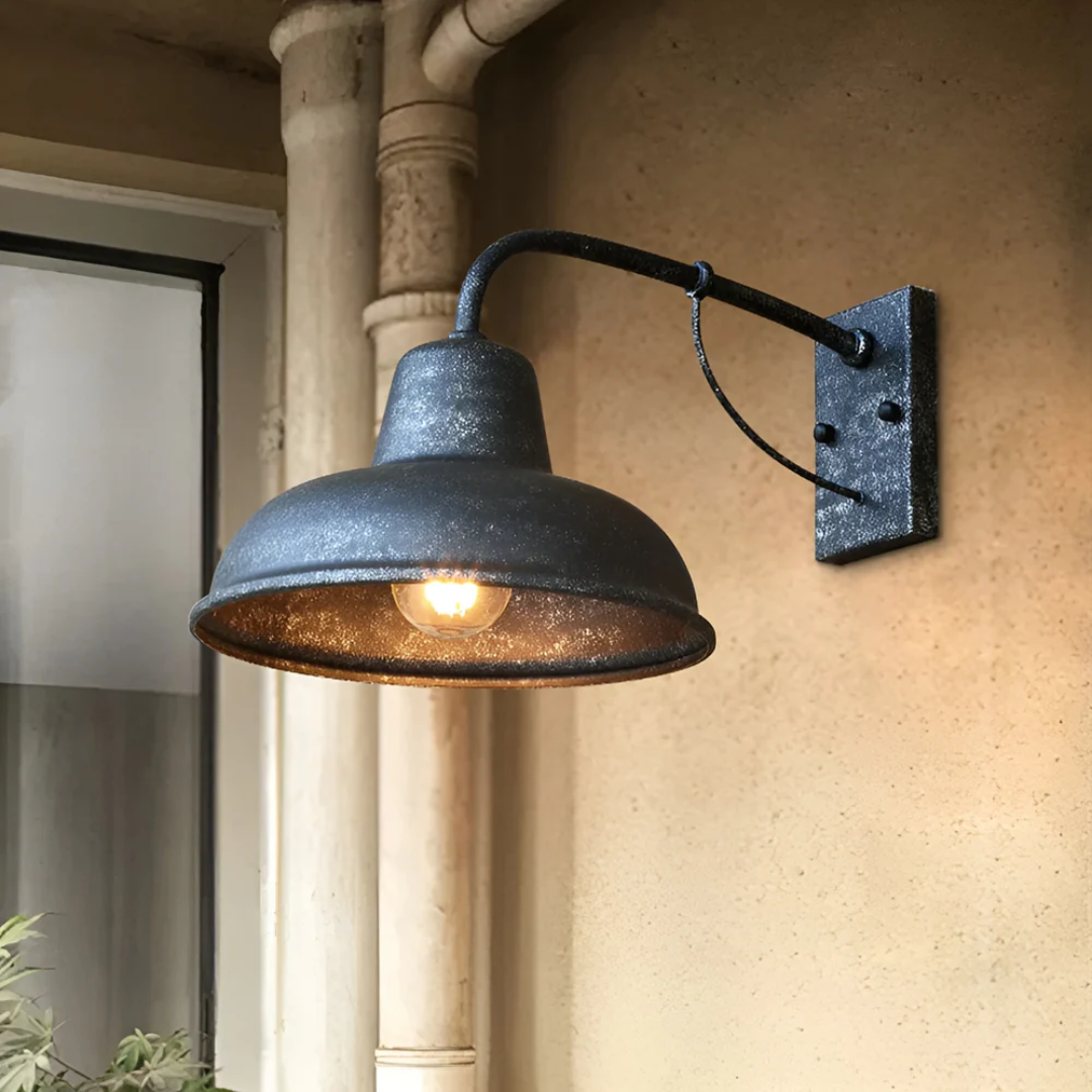 Lyvix Industrial Outdoor Wall Lamp | Vintage Iron Exterior Light | E26 Black Wall Lighting