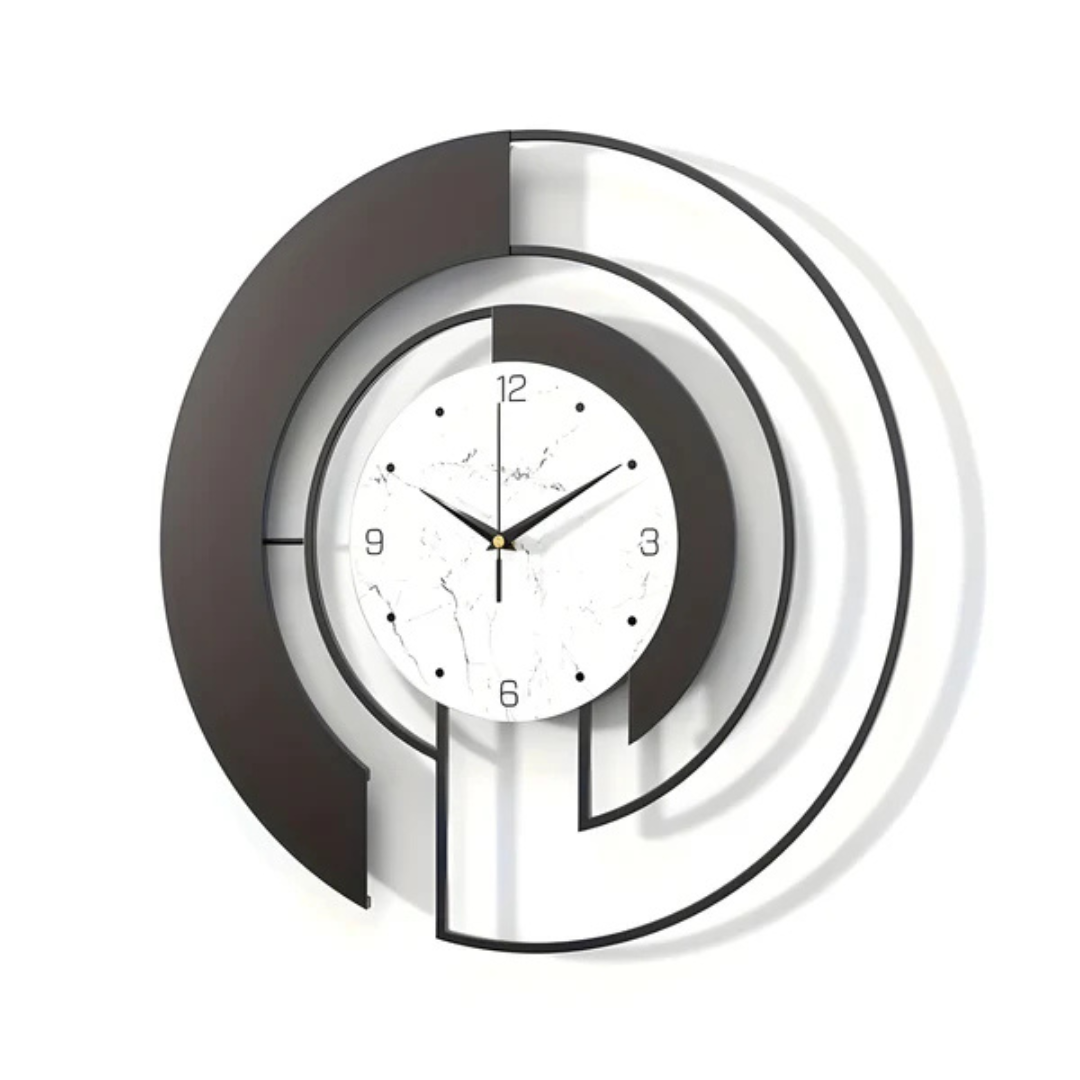 Minimalist Arc Wall Clock | Large Modern Silent Quartz Wall Clock for Living Room & Office | 46 cm Metal Design | Home Decor Statement Piece