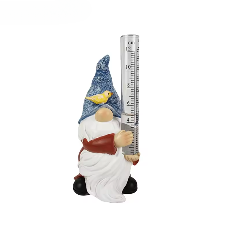Garden Gnome with Rain Gauge for Garden & Lawn | Weatherproof Resin Garden Decor | Decorative Rain Measurement Figurine