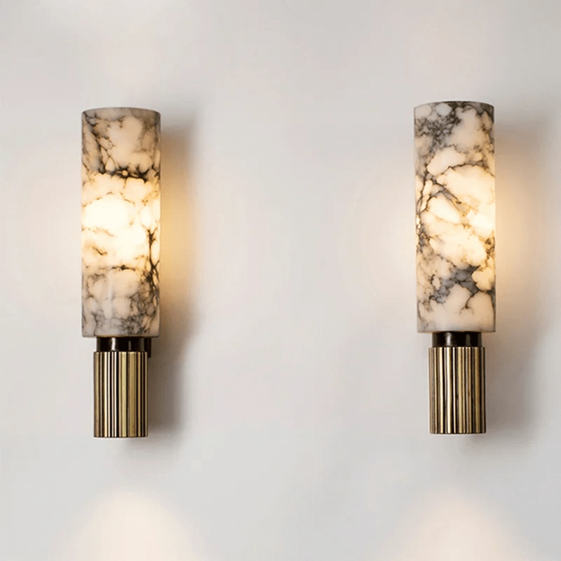 Marble Wall Lamp Modern Design | Natural Stone Wall Light | Copper Finish | E14 LED 5W | Indoor Decorative Lighting