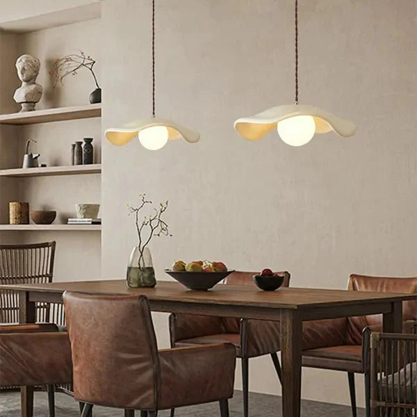 Wabi Sabi Lotus Leaf Pendant Lamp Organic Dining Design | G9 Bulb Base | Metal & Resin | Minimalist Ambient Lighting
