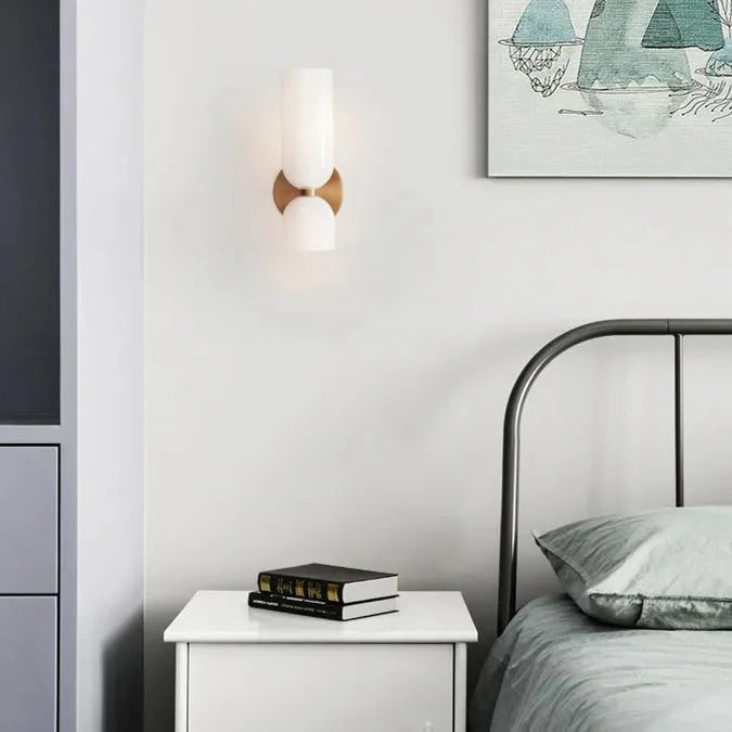 Double Head Glass Wall Lamp LED Sconce | E12 Bulb Base | Glass & Iron | Modern Indoor Lighting
