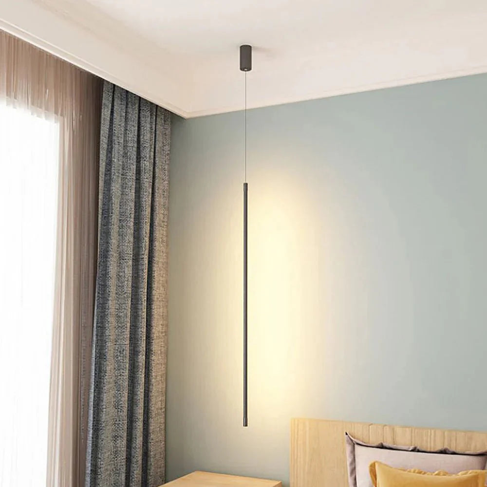 Minimalist Long LED Pendant Lamp Aluminum | Slim Linear Ceiling Light | Iron Frame | Modern LED Hanging Light | 110V-120V