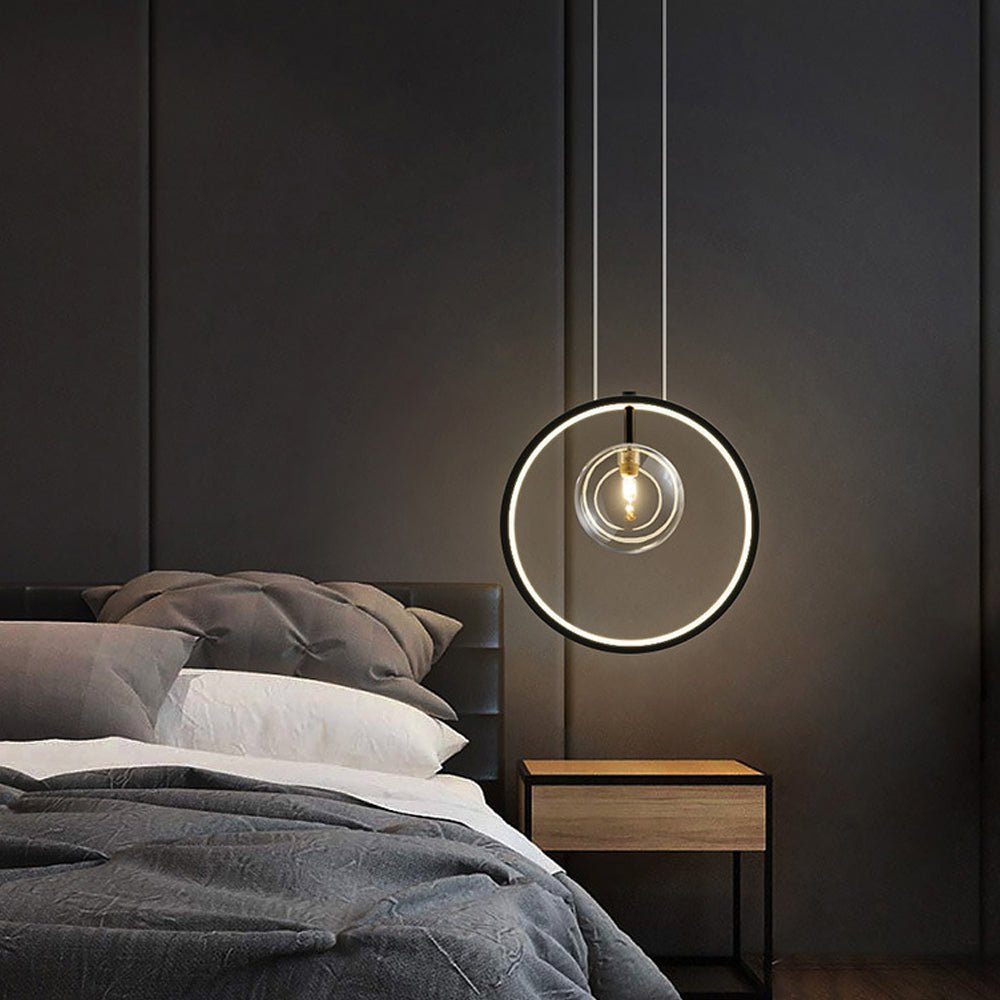 Nordic Bubble Glass Pendant Lamp with Ring Modern Hanging Light | Metal Acrylic Design | G9 LED Strip Compatible | Warm White Indoor Lighting