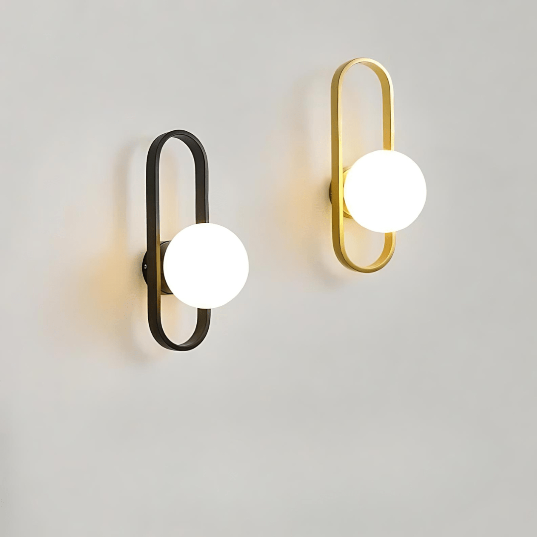 Camille Wall Lamp | Modern LED Glass Sconce | Metal & Matte Glass Lighting | E27 Included | Bedroom Staircase Living Room Decor