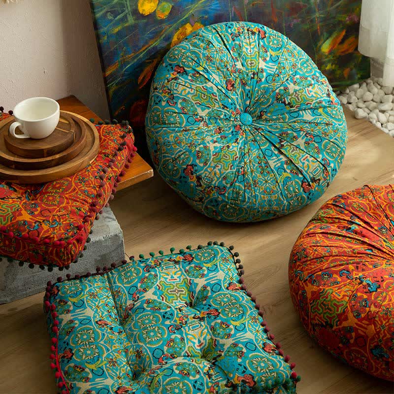 Ownkoti Bohemian Chair Pad Floor Cushion | Soft Cotton Seat Pillow | Comfortable Floor & Chair Cushion for Home and Office