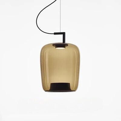 Scandinavian Modern Kitchen Pendant Lamp with Glass Globe | E27 LED Ceiling Light | Iron & Glass Stone | Dining Table Hanging Light