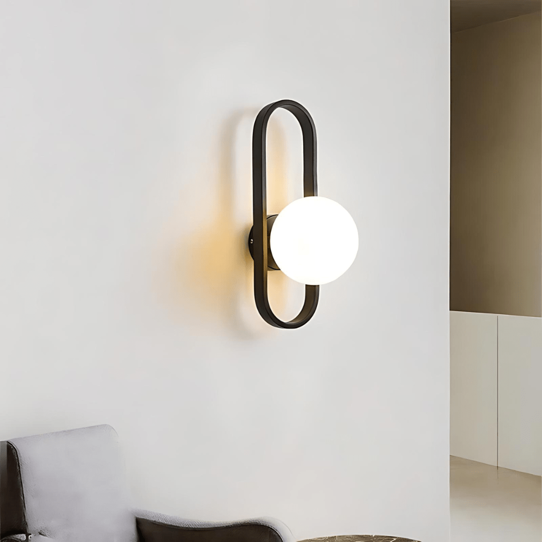 Camille Wall Lamp | Modern LED Glass Sconce | Metal & Matte Glass Lighting | E27 Included | Bedroom Staircase Living Room Decor