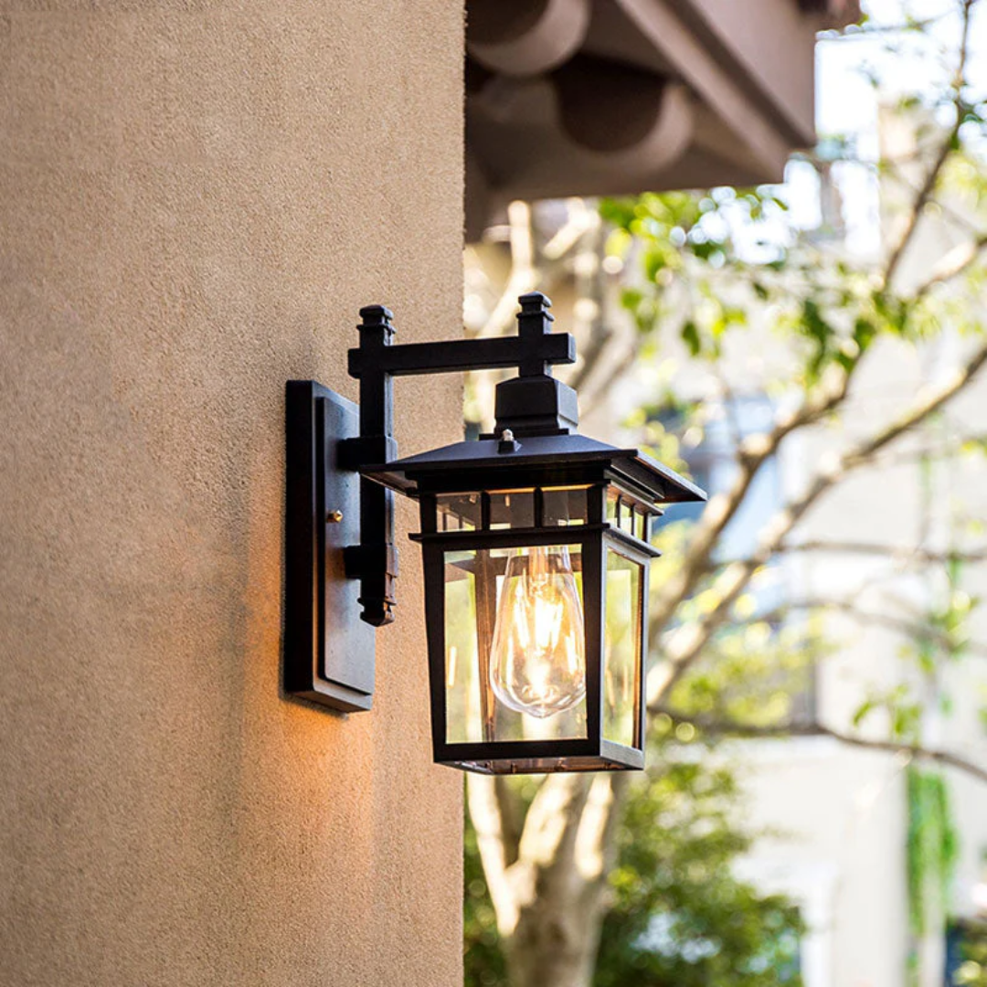 Fylo Black Outdoor Wall Lamp | Modern E27 Exterior Wall Light | IP44 Waterproof Garden Lighting