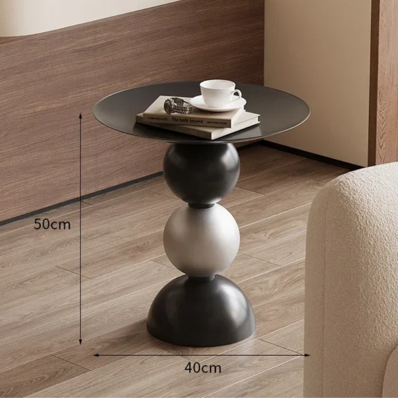 Zanverro Retro Round Side Table | Black Iron Luxury Accent Table | Sofa & Bedroom Nightstand Table