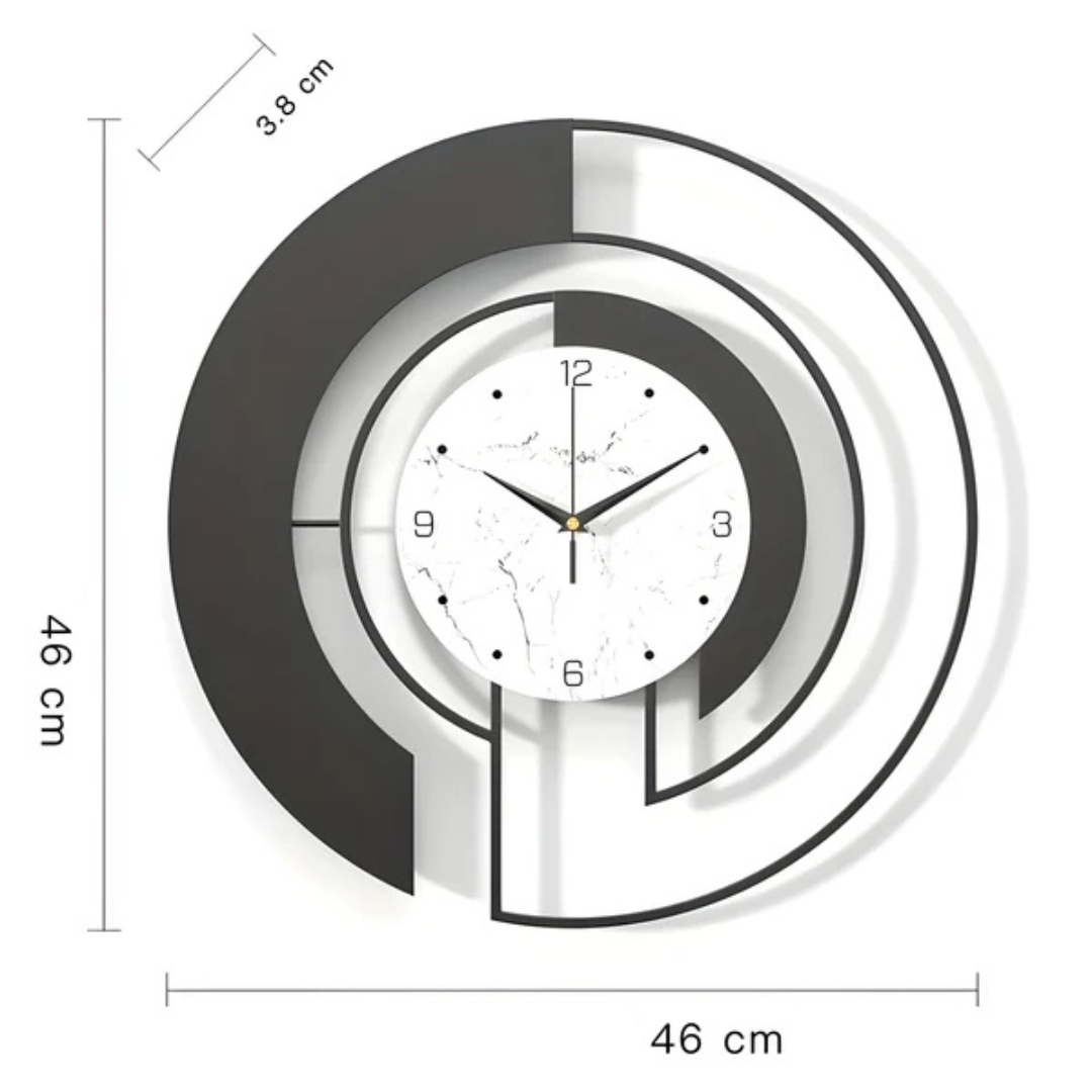 Minimalist Arc Wall Clock | Large Modern Silent Quartz Wall Clock for Living Room & Office | 46 cm Metal Design | Home Decor Statement Piece