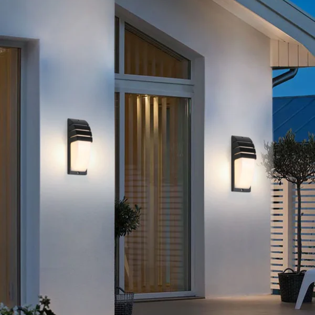 Zymor Outdoor Wall Lamp with Motion Sensor | LED IP65 Waterproof Security Light | Modern Black