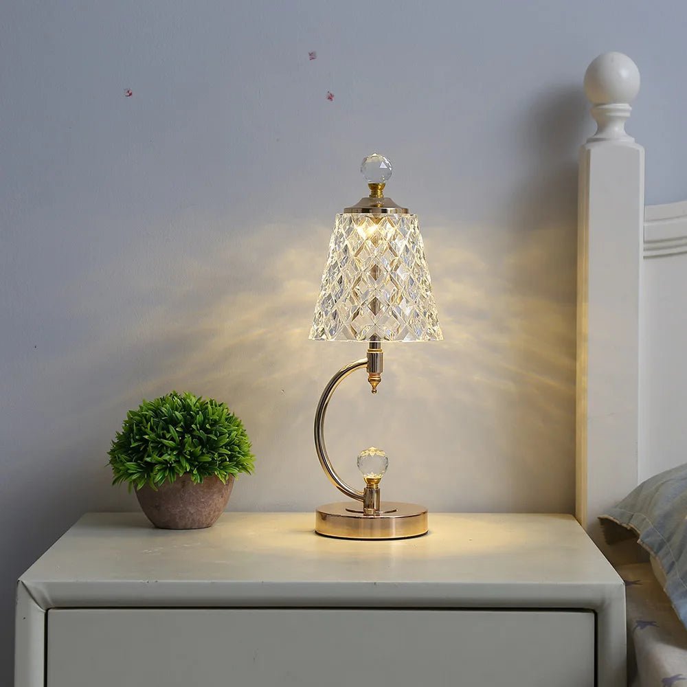 Vintage Gold Table Lamp Made of Crystal