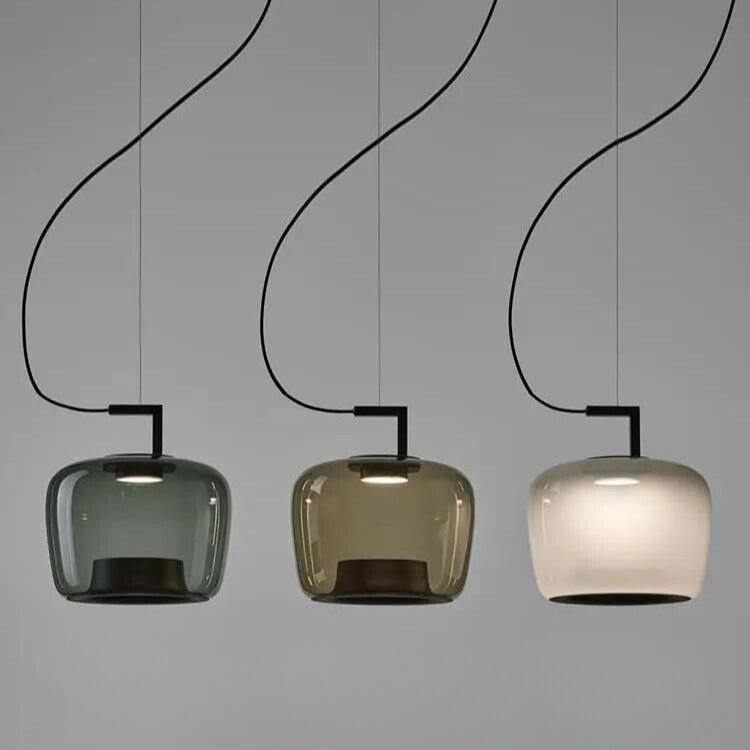 Scandinavian Modern Kitchen Pendant Lamp with Glass Globe | E27 LED Ceiling Light | Iron & Glass Stone | Dining Table Hanging Light