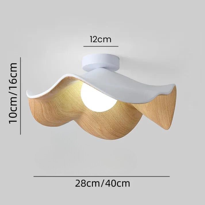 Scandinavian Wooden Lotus Ceiling Lamp Made of Resin