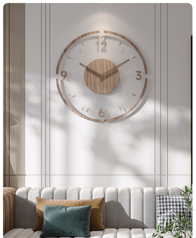 Scandinavian Wooden Wall Clock 35 cm for Modern Interior Decor | Solid Wood Design | Silent Quartz Movement