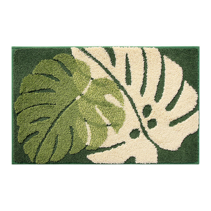 Palm Leaf Non-Slip Entryway Rug | Soft Absorbent Bath Mat for Bathroom, Kitchen & Home | Polyester Floor Rug 40x65 / 50x80cm