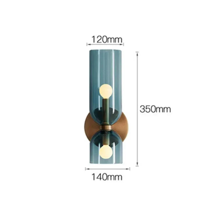 Double Head Glass Wall Lamp LED Sconce | E12 Bulb Base | Glass & Iron | Modern Indoor Lighting