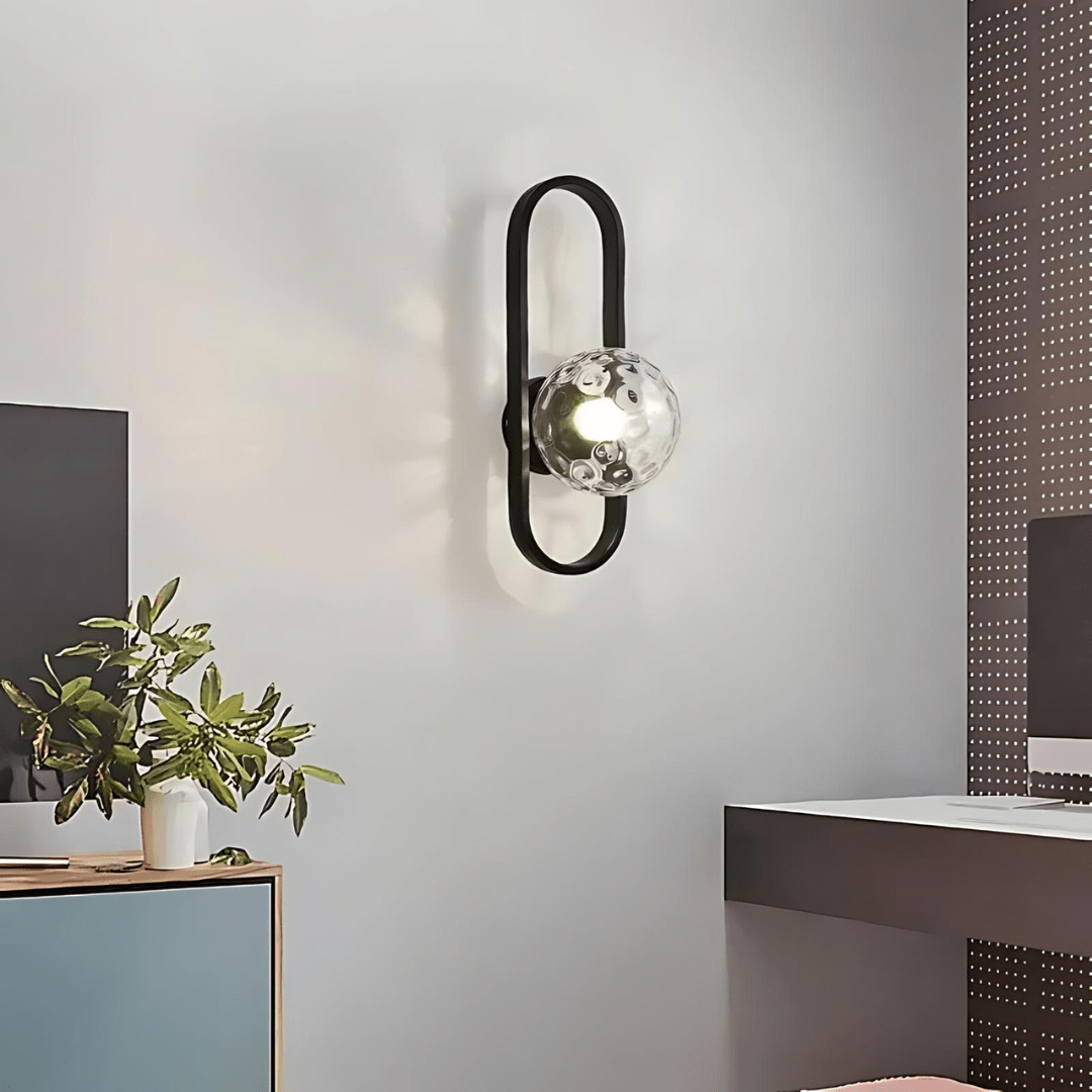 Camille Wall Lamp | Modern LED Glass Sconce | Metal & Matte Glass Lighting | E27 Included | Bedroom Staircase Living Room Decor