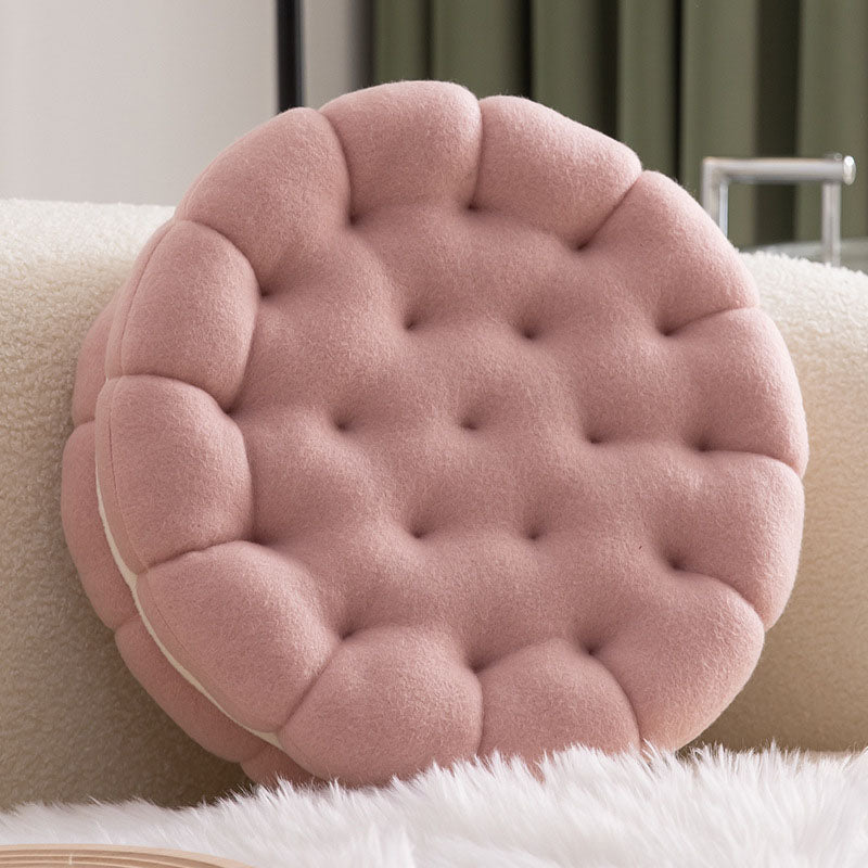 Ownkoti Cute Biscuit Circle Seat Cushion | Soft Round Chair Pad Floor Pillow | Comfortable Cotton Cushion for Home & Office