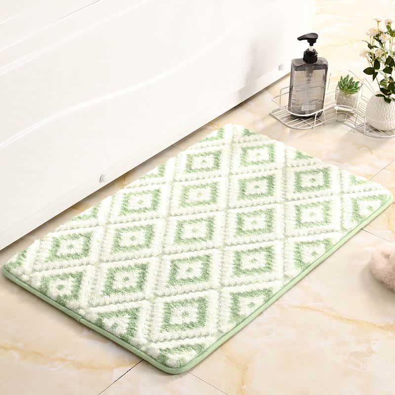 Diamond Lattice Soft Non-Slip Bath Mat | Memory Foam Absorbent Bathroom Rug | Plush Polyester Floor Mat for Bathroom & Entryway