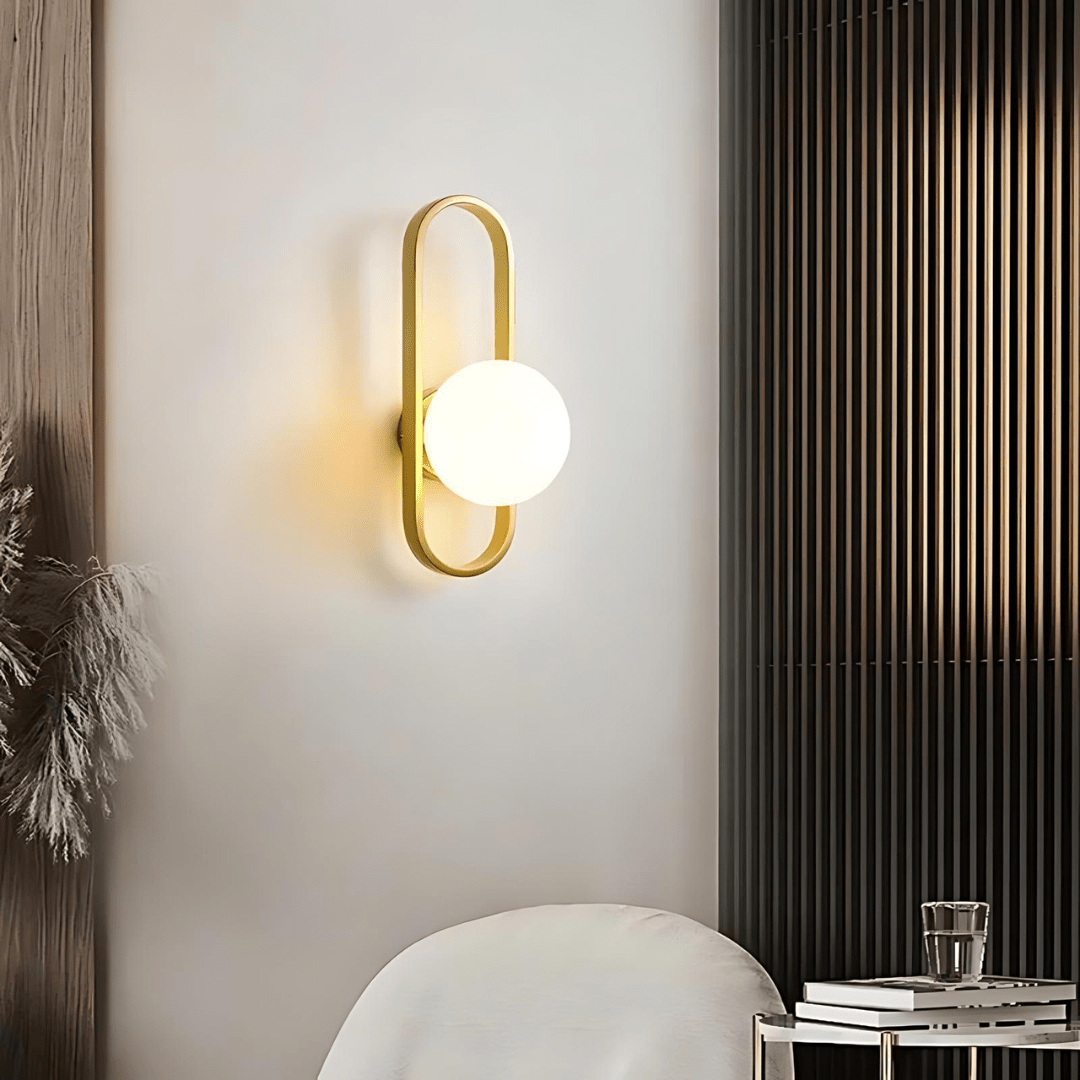 Camille Wall Lamp | Modern LED Glass Sconce | Metal & Matte Glass Lighting | E27 Included | Bedroom Staircase Living Room Decor