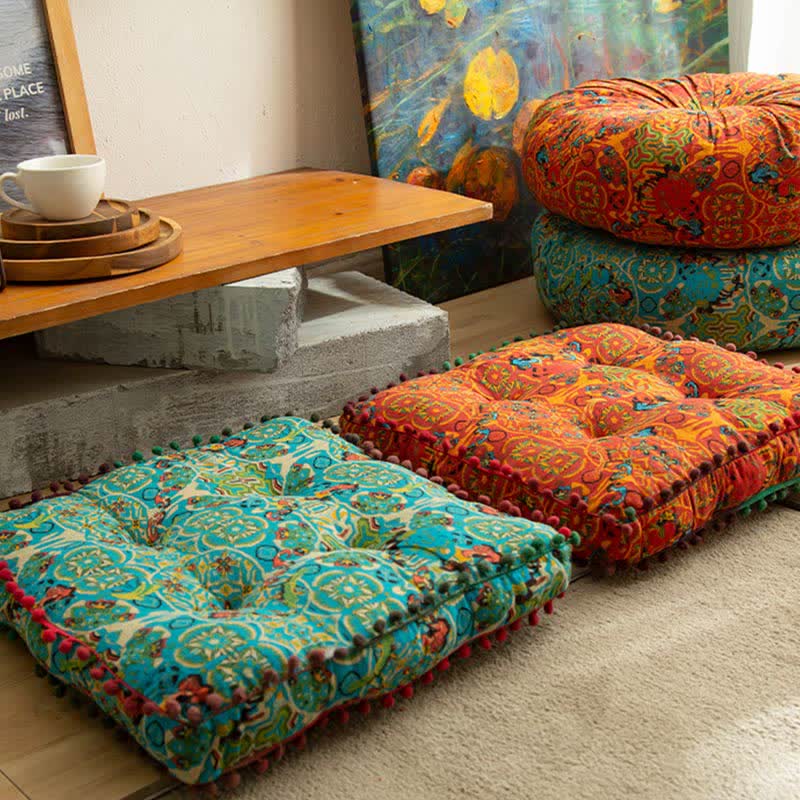 Ownkoti Bohemian Chair Pad Floor Cushion | Soft Cotton Seat Pillow | Comfortable Floor & Chair Cushion for Home and Office
