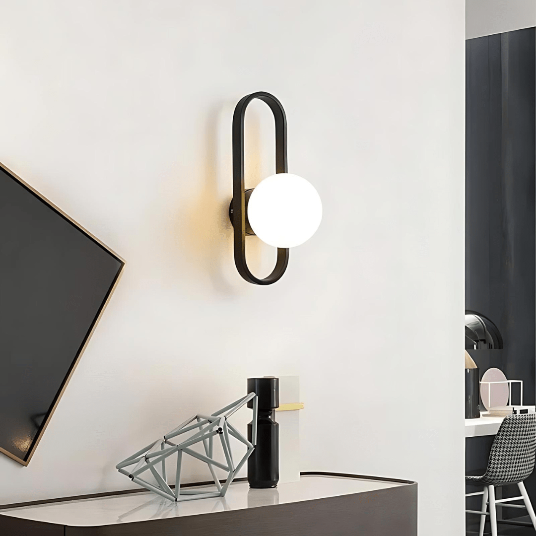 Camille Wall Lamp | Modern LED Glass Sconce | Metal & Matte Glass Lighting | E27 Included | Bedroom Staircase Living Room Decor