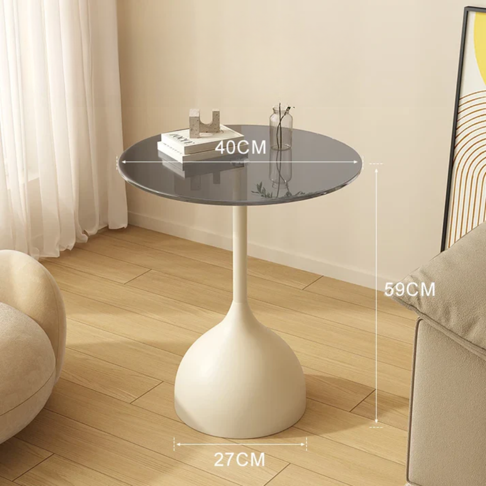 Varellia Modern Round Glass Side Table | Minimalist Steel Accent Table | Elegant Coffee & Nightstand Table