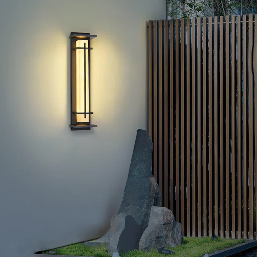 Modern LED Outdoor Wall Lamp for Garden & Terrace | IP65 Waterproof Stainless Steel Exterior Light | Black Marble Look Design | Minimalist Outdoor Lighting