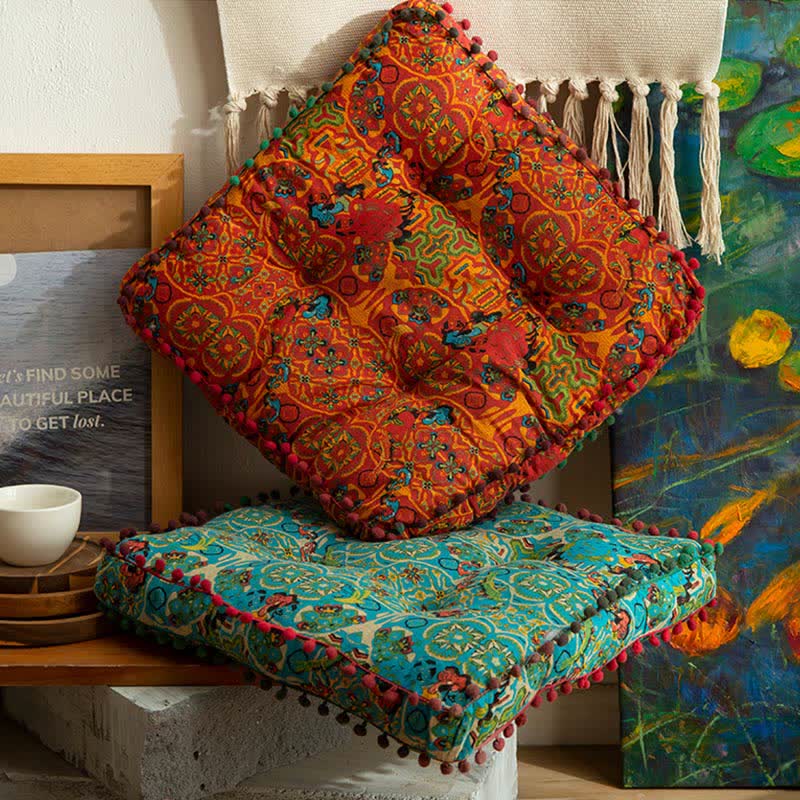 Ownkoti Bohemian Chair Pad Floor Cushion | Soft Cotton Seat Pillow | Comfortable Floor & Chair Cushion for Home and Office