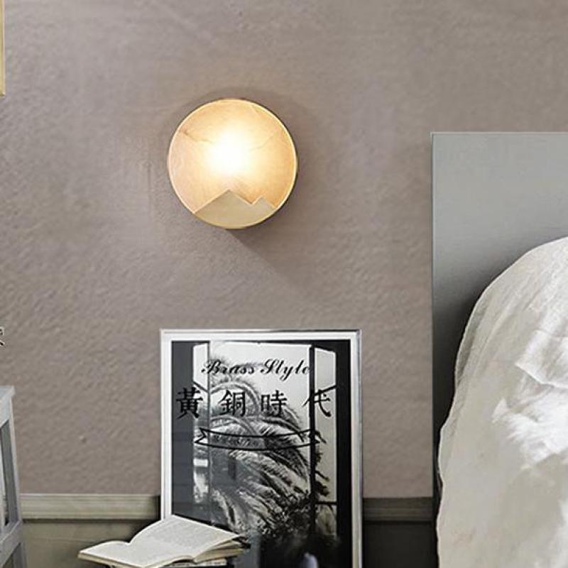 Scandinavian Marble Wall Lamp for Bedroom & Living Room | Minimalist Copper Accent Light | Dimmable E14 LED | Luxury Wall Sconce