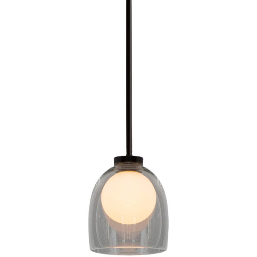 Modern Glass Ball Pendant Lamp Chandelier | G9 Socket Ceiling Light | Metal Frame | Clear Smoke Glass | 18cm