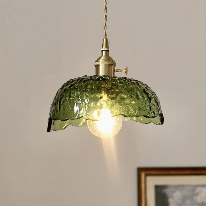 Irregular Glass Pendant Lamp | Brass & Glass Design | E27 Socket | Modern Decorative Hanging Light | Indoor Ceiling Lighting