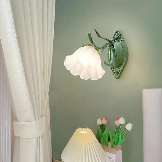 Lily of the Valley Flower Wall Lamp | Floral Design | E27 Socket | Iron Acrylic | Decorative Ambient Lighting for Bedroom and Living Room