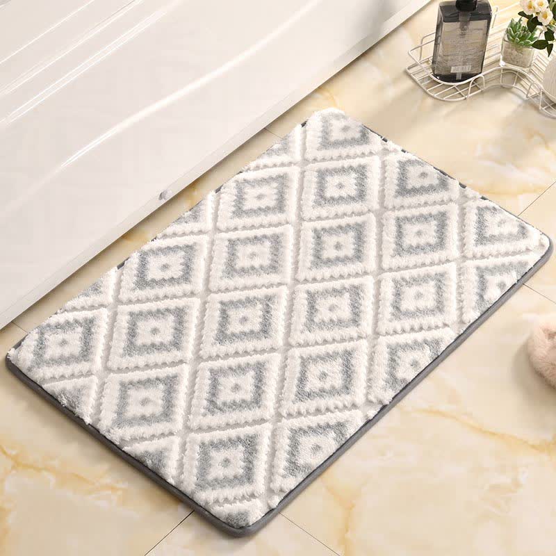 Diamond Lattice Soft Non-Slip Bath Mat | Memory Foam Absorbent Bathroom Rug | Plush Polyester Floor Mat for Bathroom & Entryway