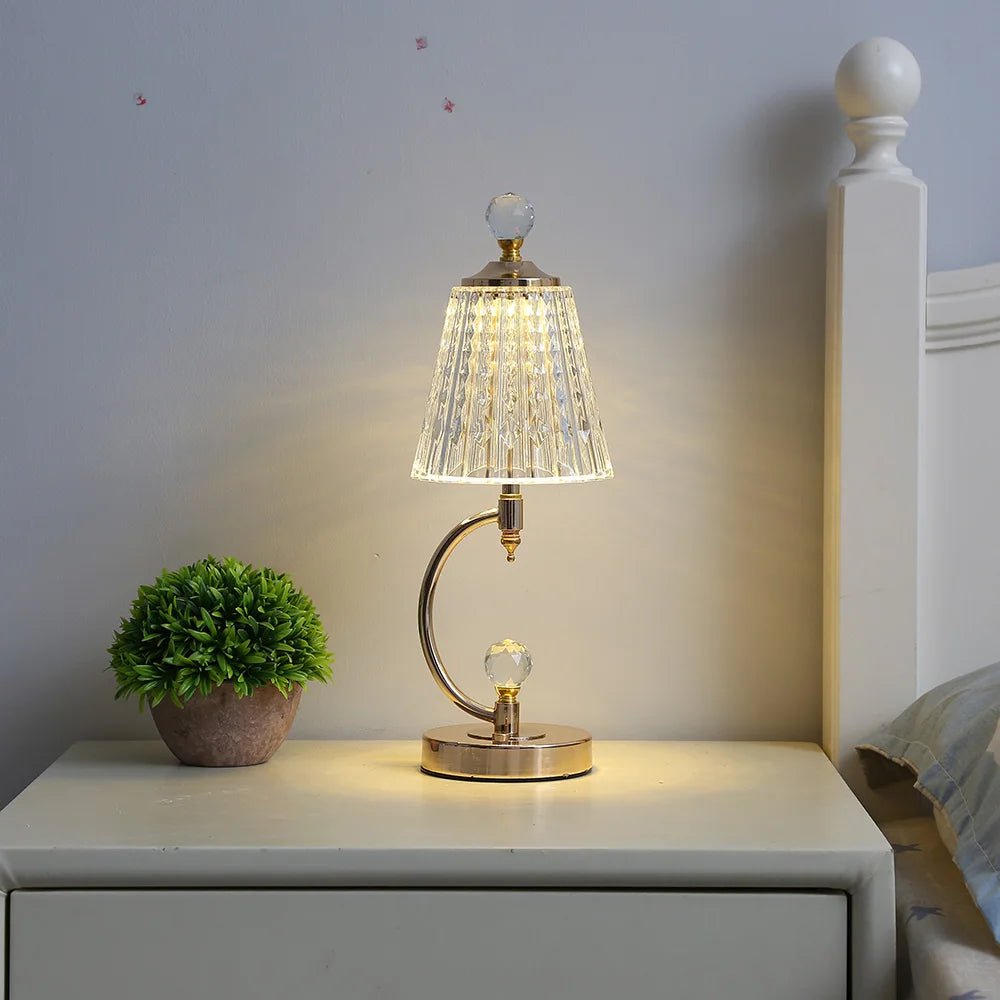 Vintage Gold Table Lamp Made of Crystal