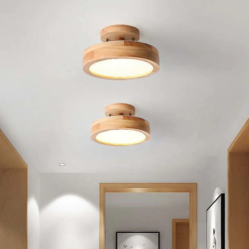 Modern LED Ceiling Lamp Made of Wood
