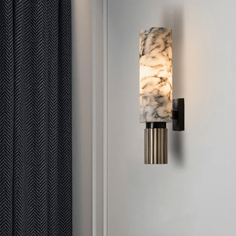 Marble Wall Lamp Modern Design | Natural Stone Wall Light | Copper Finish | E14 LED 5W | Indoor Decorative Lighting