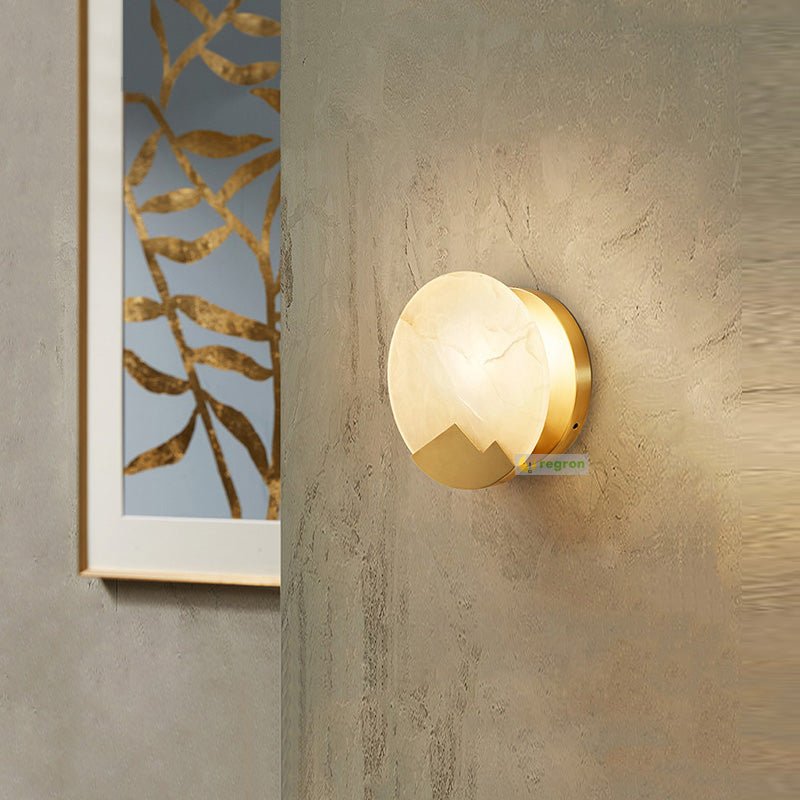 Scandinavian Marble Wall Lamp for Bedroom & Living Room | Minimalist Copper Accent Light | Dimmable E14 LED | Luxury Wall Sconce