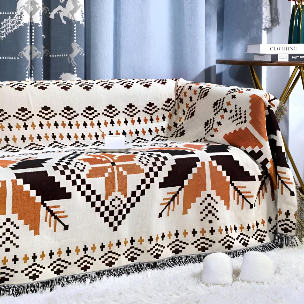 Boho Picnic Blanket Moroccan Pattern | Water-Repellent Microfiber-Cotton Blend | Outdoor Beach Camping Throw | Soft & Durable