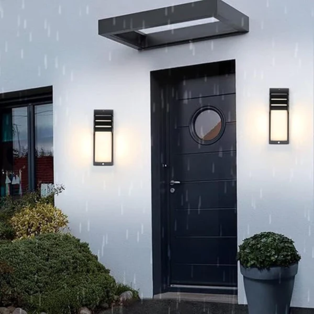 Zymor Outdoor Wall Lamp with Motion Sensor | LED IP65 Waterproof Security Light | Modern Black