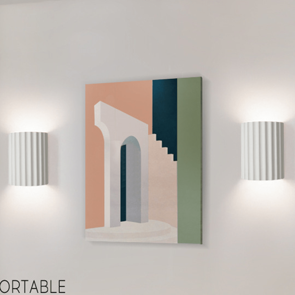 Modern Half-Round Resin Wall Lamp for Living Room | Up & Down Lighting | G9 Dual Light Fixture | Contemporary Indoor Wall Sconce