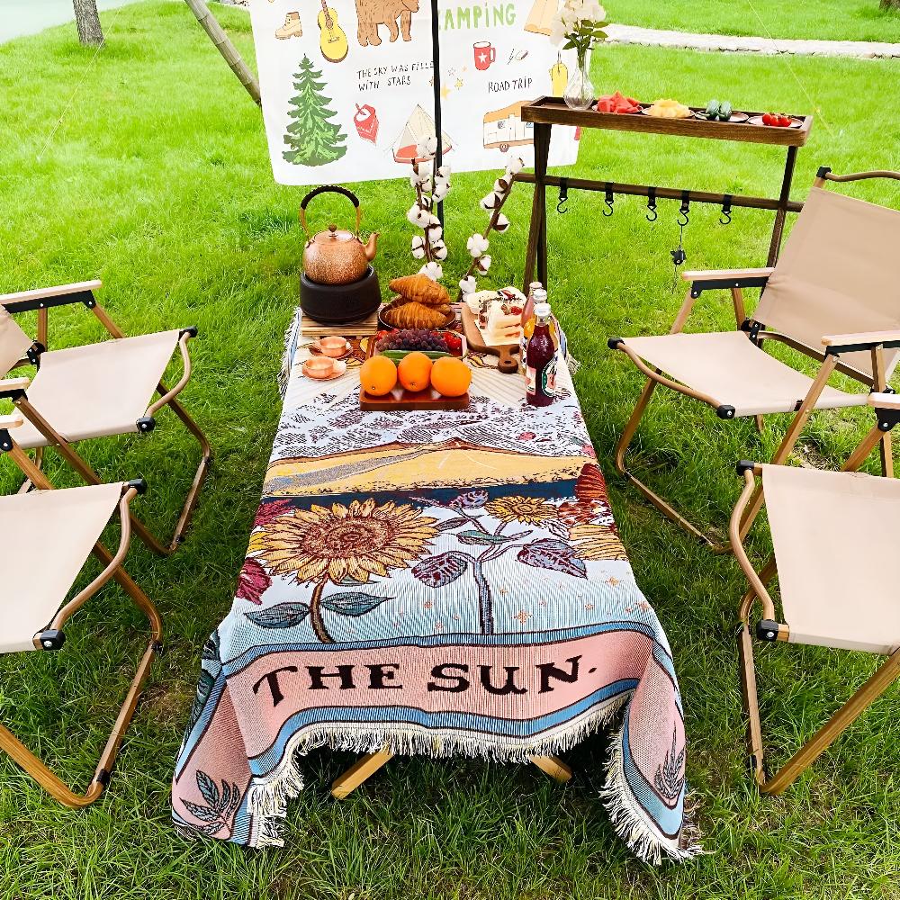Boho Wall Tapestry Sun Tarot 130x160 cm | Jacquard Microfiber Throw | Spiritual Wall Hanging Blanket | Living Room Bedroom Decor